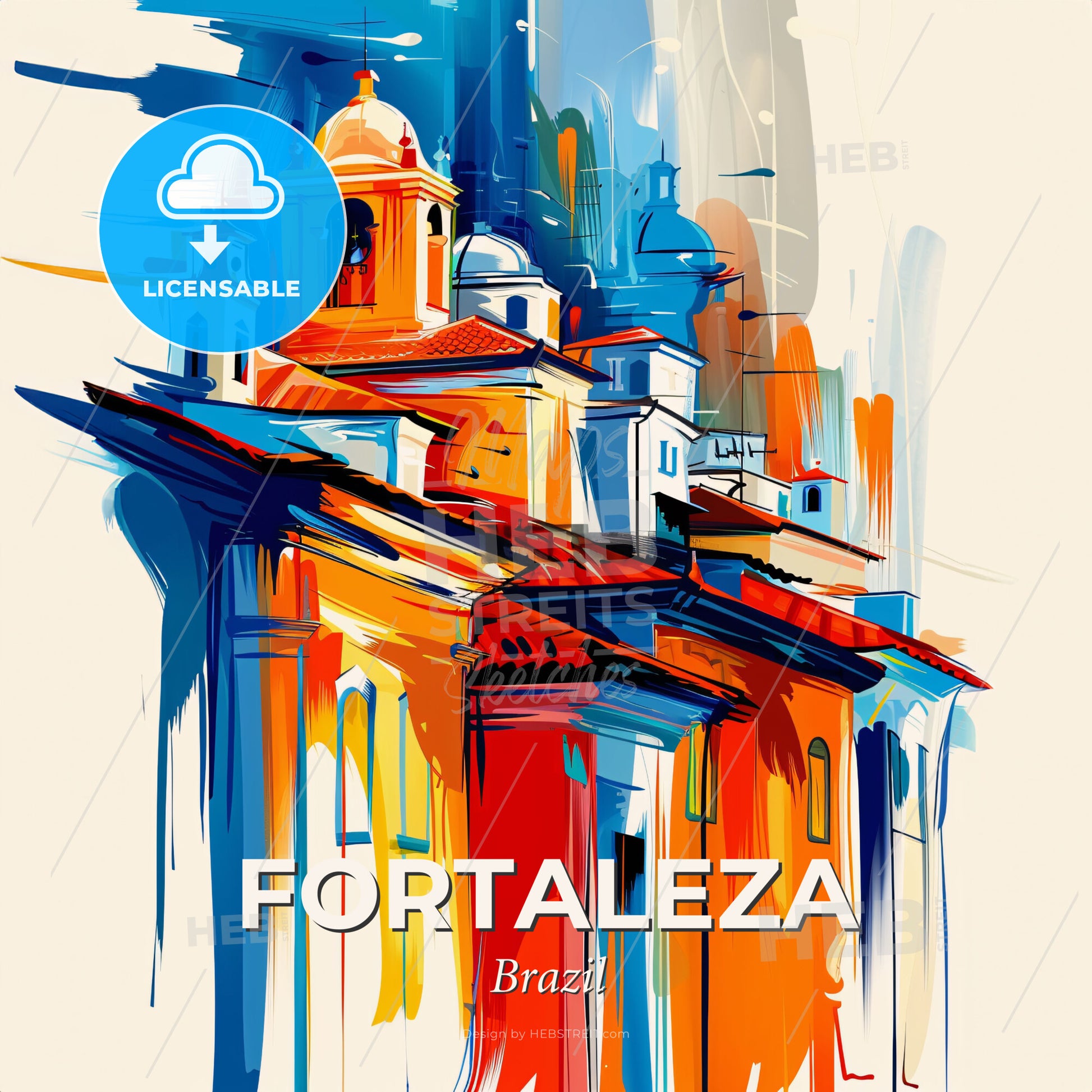 Vibrant Fortaleza, Brazil - A Painting Of A Building - Square format print template
