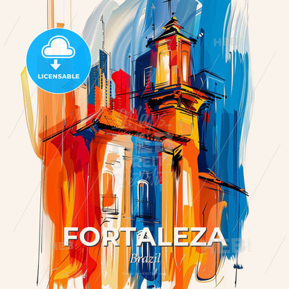 Vibrant Fortaleza, Brazil - A Painting Of A Building - Square format print template