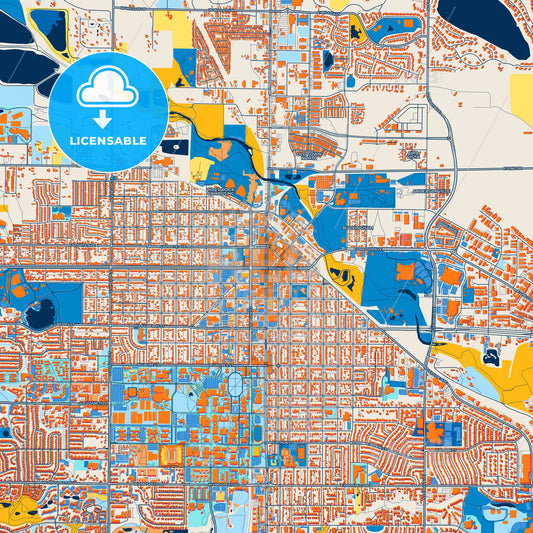 Colorful Fort Collins Street Map with Labels and Buildings