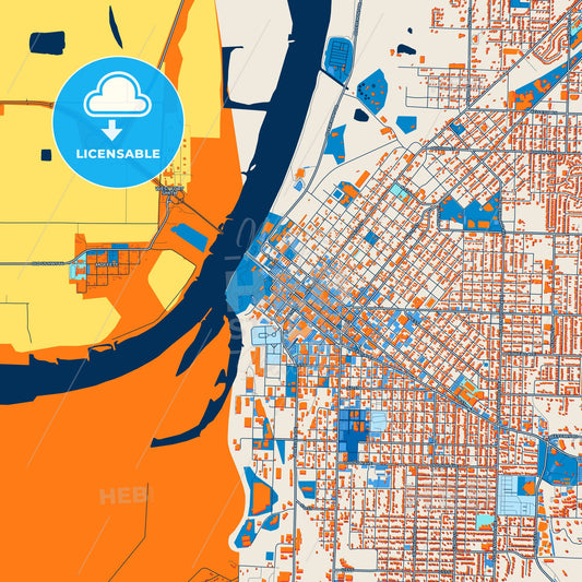Colorful Fort Smith Street Map with Labels and Buildings