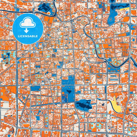 Colorful Foshan Street Map with Labels and Buildings