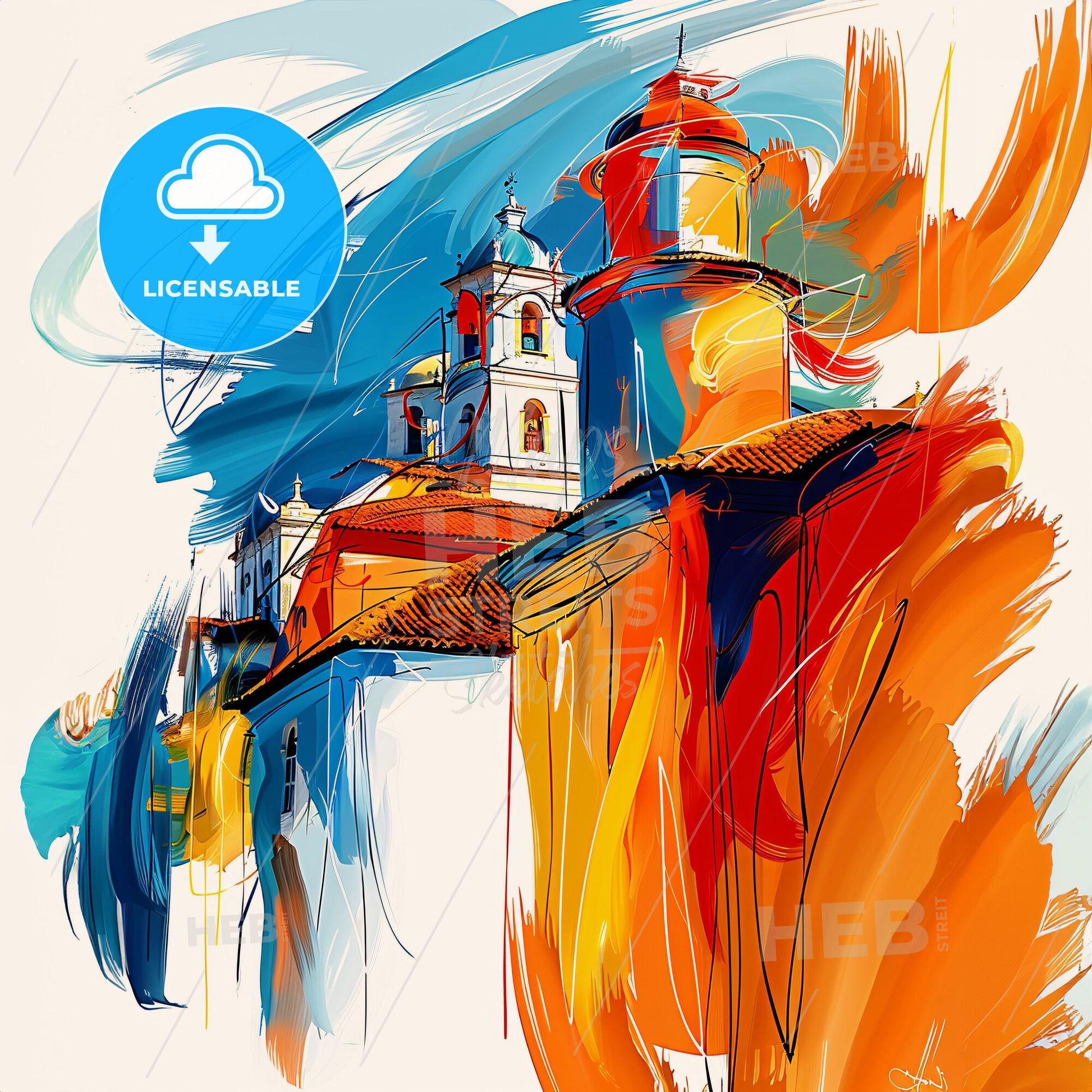 Vibrant Foz Do Iguacu, Brazil - A Painting Of A Building With A Tower