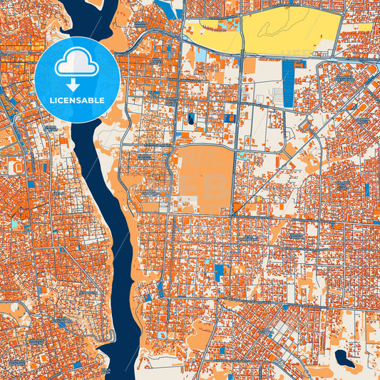 Colorful Foz do Iguacu Street Map with Labels and Buildings