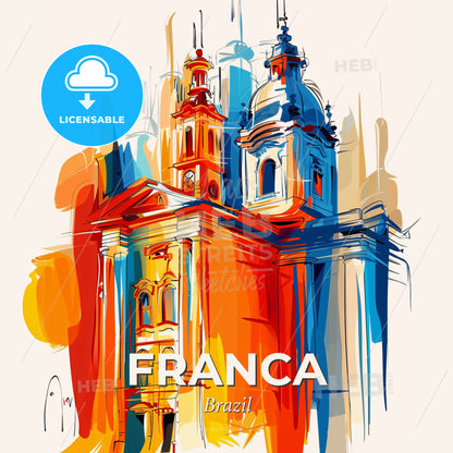 Vibrant Franca, Brazil - A Colorful Building With Towers - Square format print template