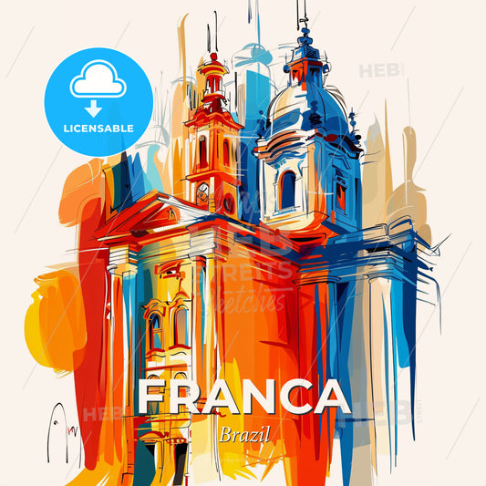 Vibrant Franca, Brazil - A Colorful Building With Towers - Square format print template