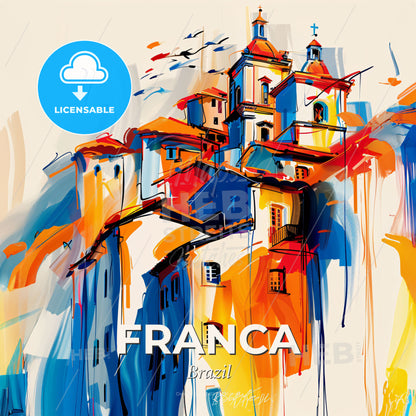 Vibrant Franca, Brazil - A Painting Of A Building - Square format print template