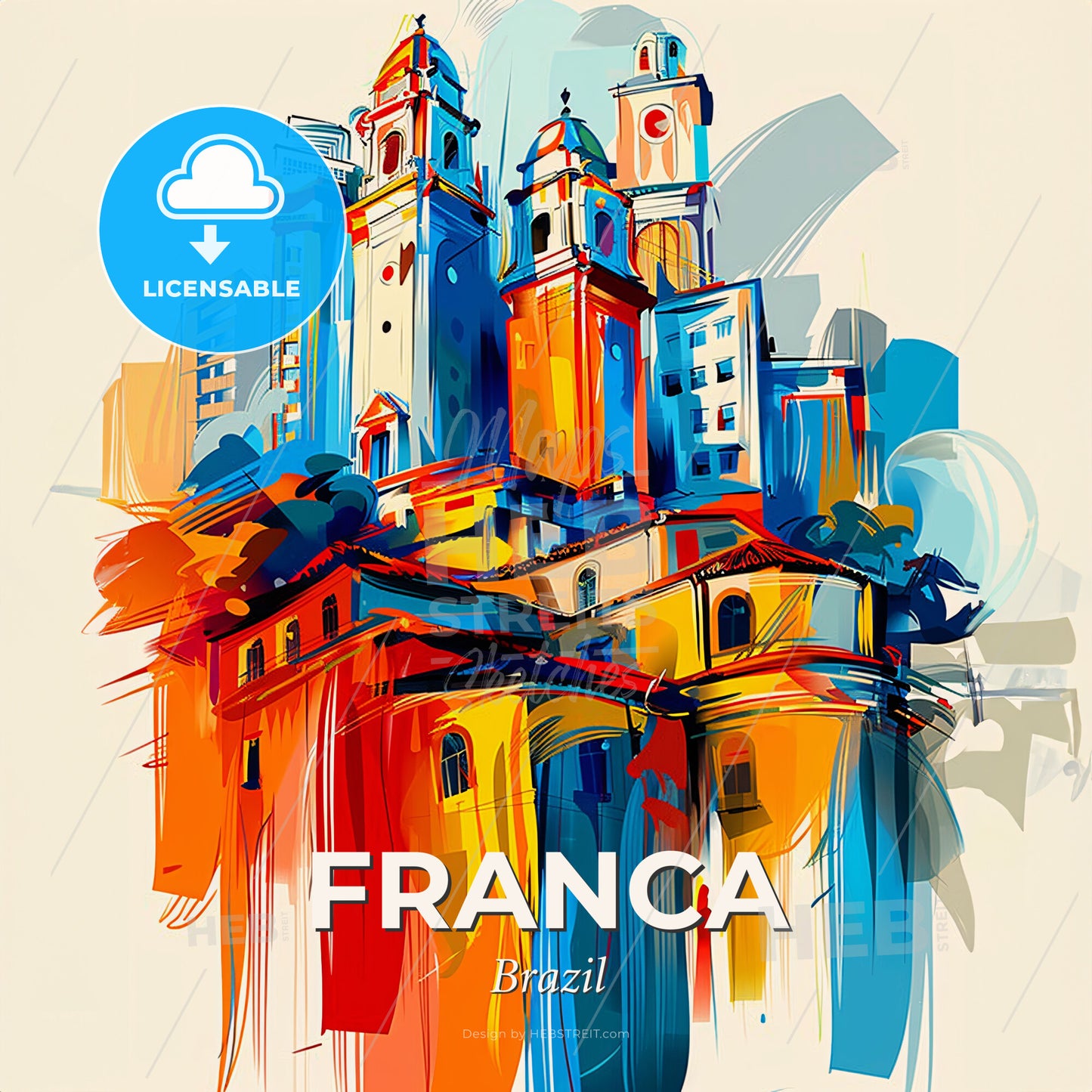 Vibrant Franca, Brazil - A Colorful Painting Of A City - Square format print template