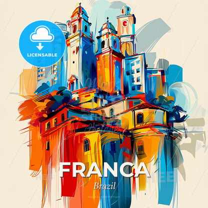 Vibrant Franca, Brazil - A Colorful Painting Of A City - Square format print template