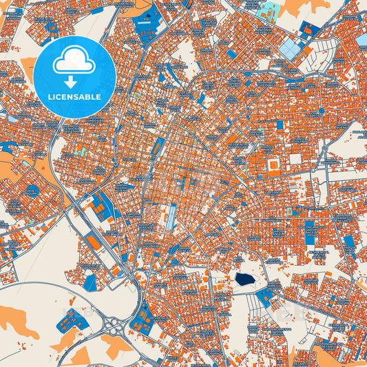 Colorful Franca Street Map with Labels and Buildings