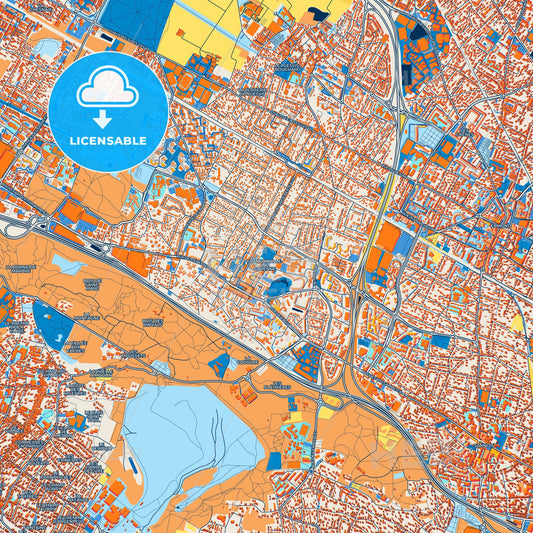Colorful Franconville Street Map with Labels and Buildings