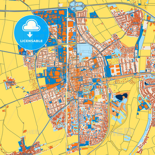 Colorful Frankenthal (Pfalz) Street Map with Labels and Buildings
