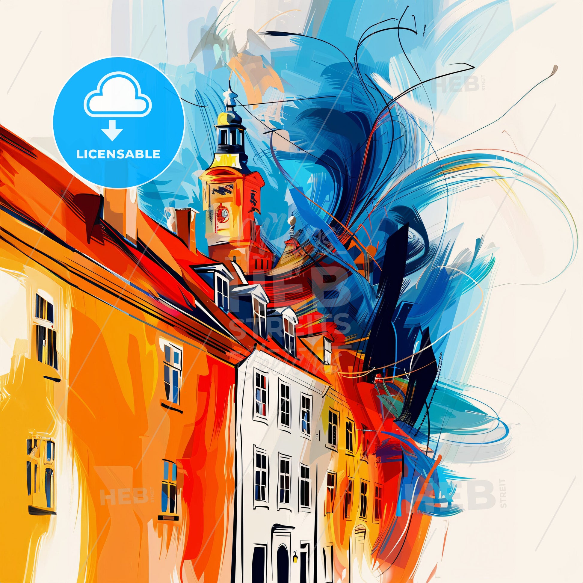 Vibrant Fredericia, Denmark - A Colorful Painting Of A Building