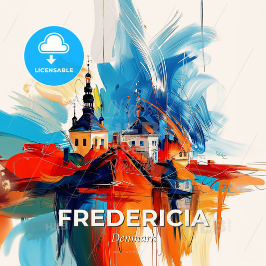 Vibrant Fredericia, Denmark - A Painting Of Buildings And Colorful Paint - Square format print template