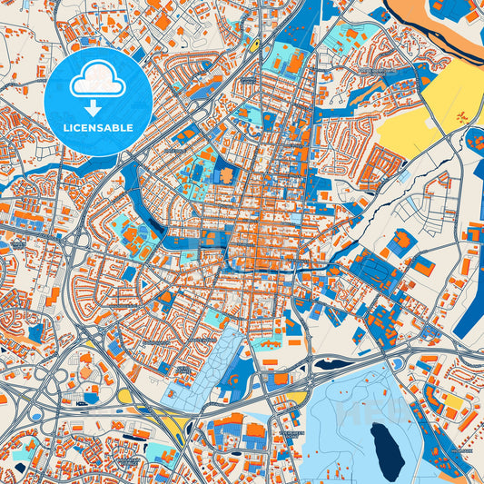 Colorful Frederick Street Map with Labels and Buildings