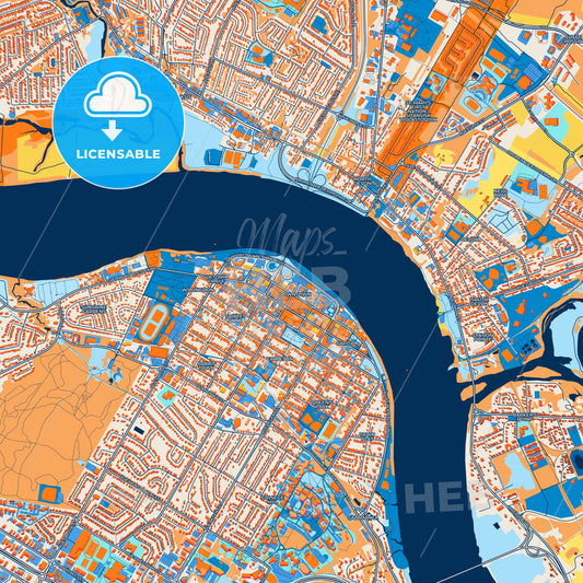Colorful Fredericton Street Map with Labels and Buildings