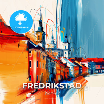 Vibrant Fredrikstad, Norway - A Painting Of A City - Square format print template
