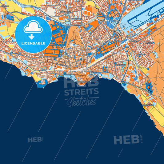 Colorful Friedrichshafen Street Map with Labels and Buildings