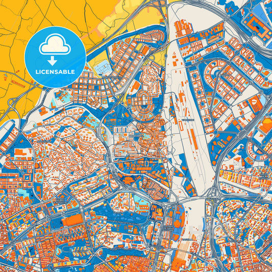 Colorful Fuencarral-El Pardo Street Map with Labels and Buildings