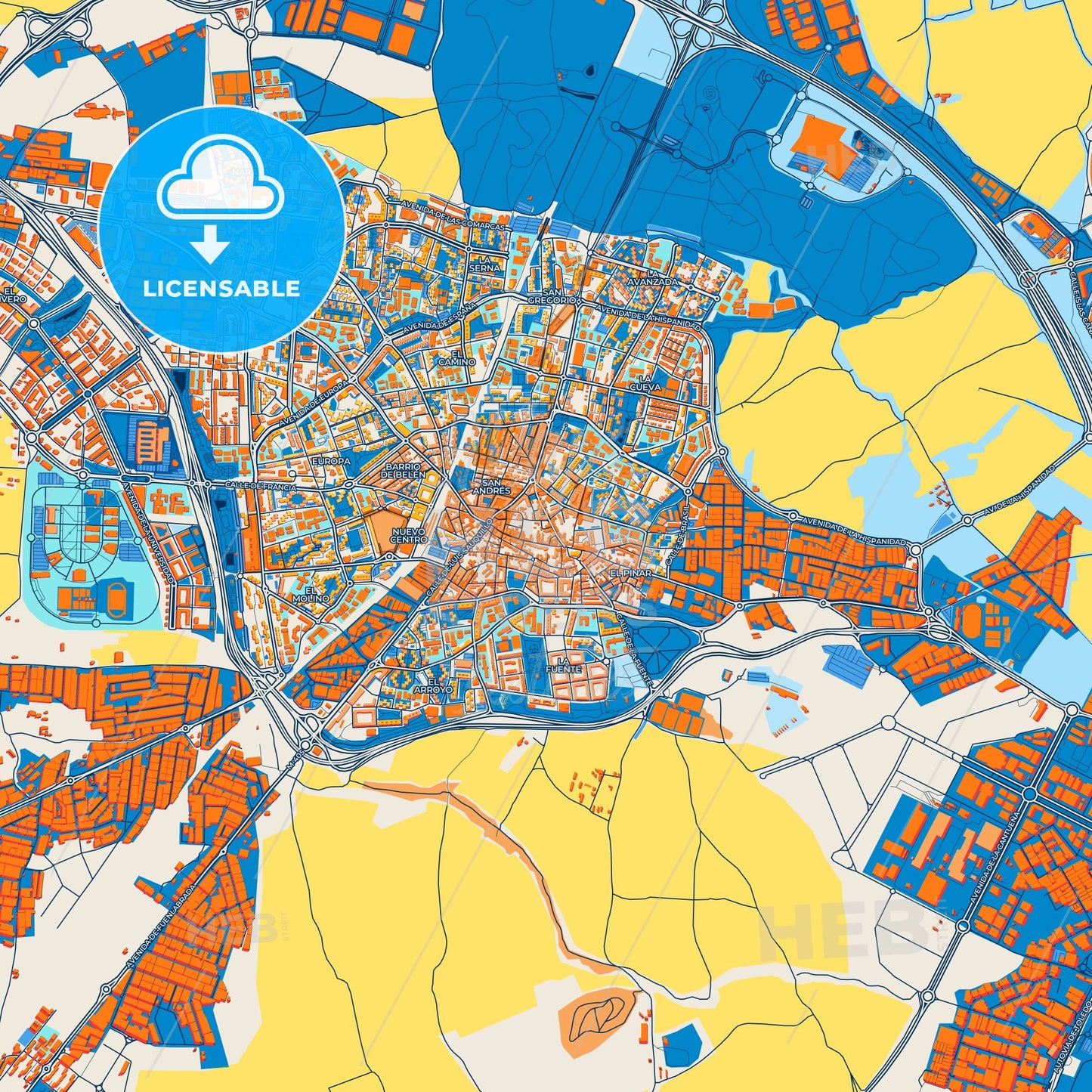 Colorful Fuenlabrada Street Map with Labels and Buildings