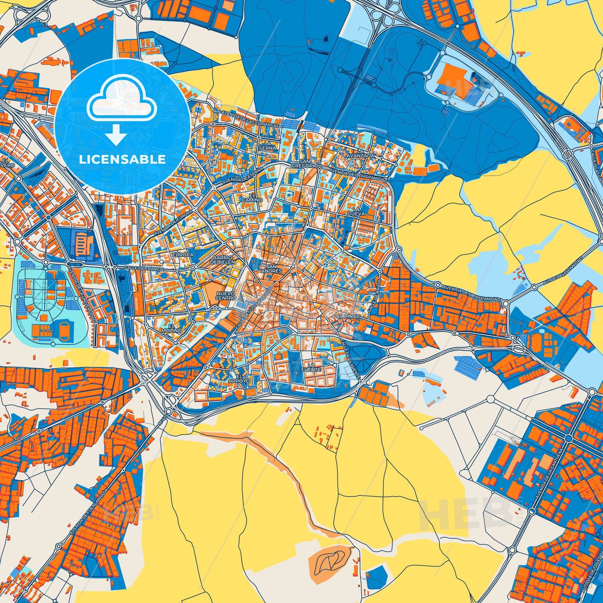Colorful Fuenlabrada Street Map with Labels and Buildings