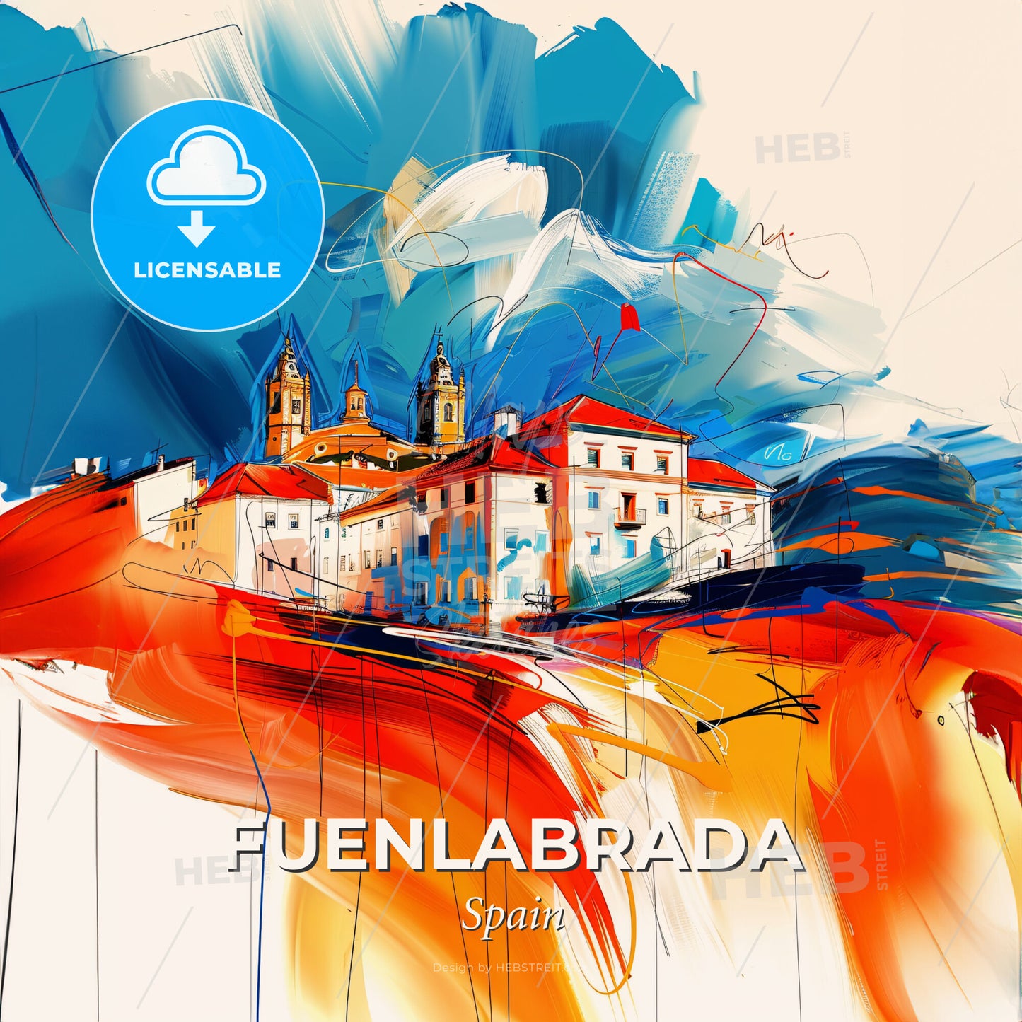 Vibrant Fuenlabrada, Spain - A Painting Of A Building - Square format print template
