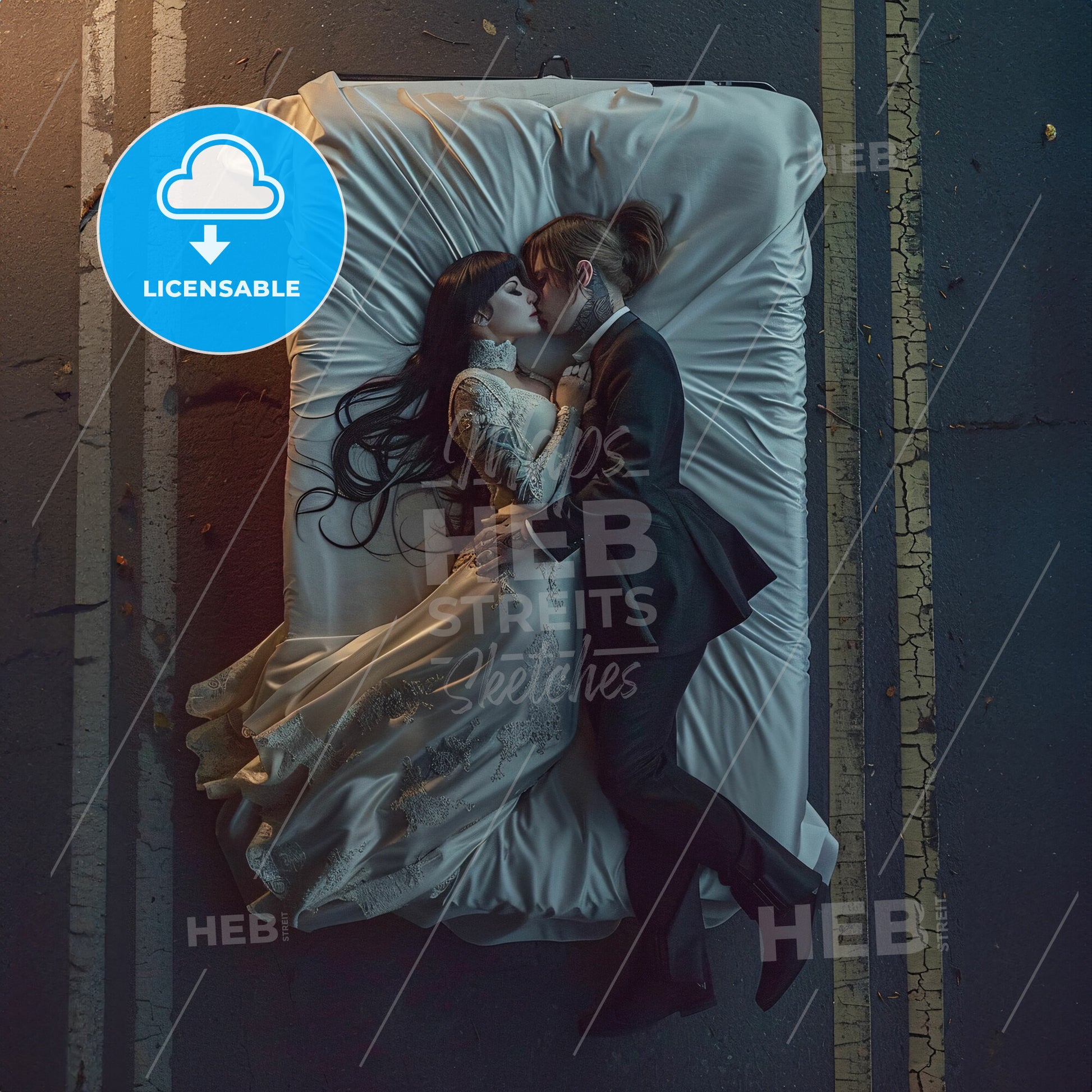 A Man And Woman Kissing On A Bed