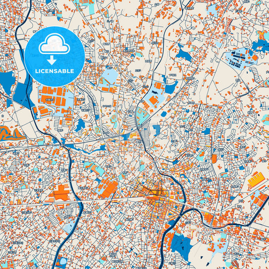 Colorful Fujisawa Street Map with Labels and Buildings