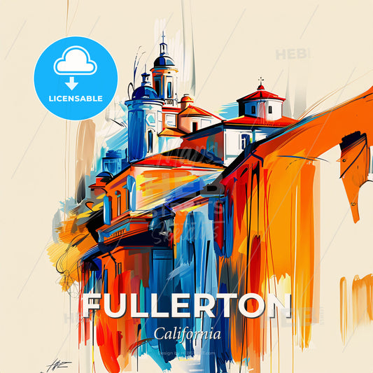Vibrant Fullerton, California - A Painting Of A Building - Square format print template