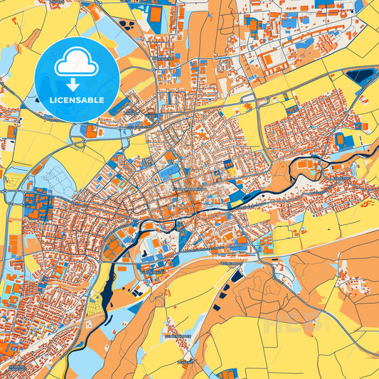 Colorful Furstenfeldbruck Street Map with Labels and Buildings