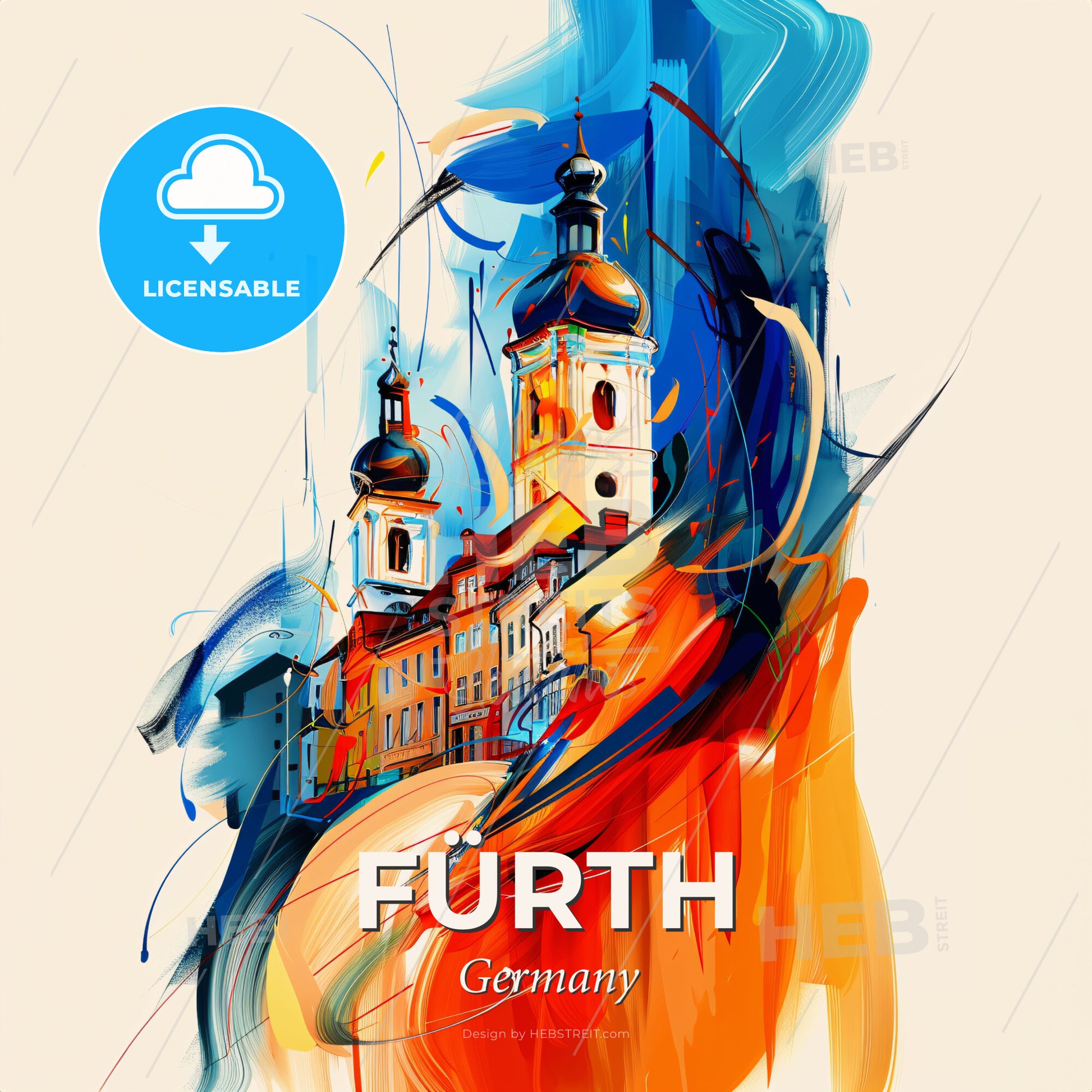 Vibrant Fürth, Germany - A Painting Of A Building - Square format print template