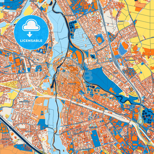 Colorful Furth Street Map with Labels and Buildings