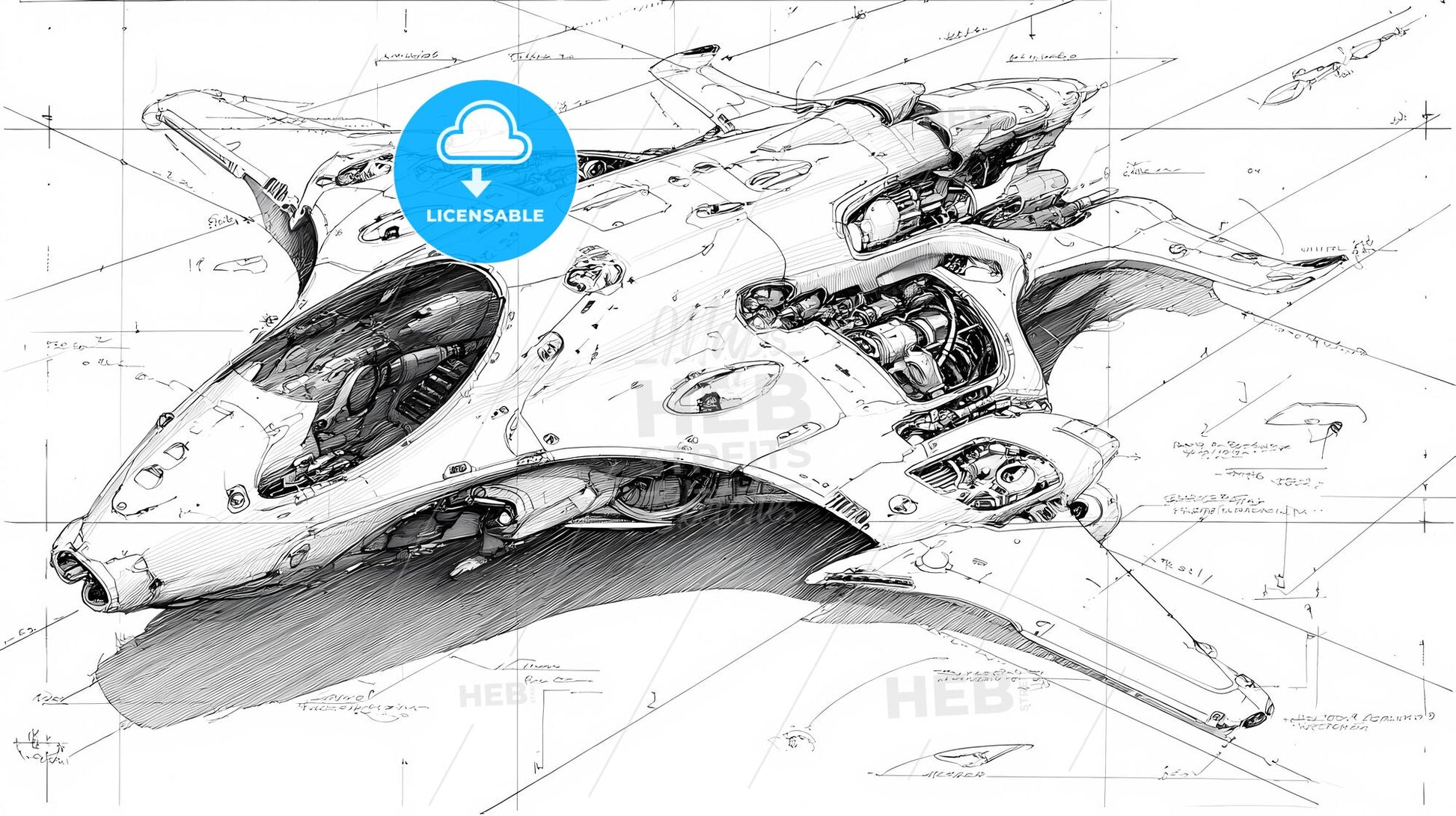 Futuristic Aerodynamic Aircraft Concept: A Masterful Pencil Design