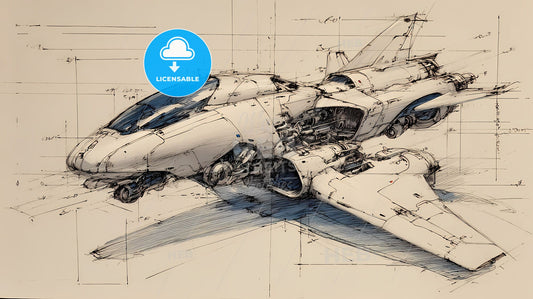Futuristic Aerodynamic Vessel: A Visionary Aircraft Concept Sketch