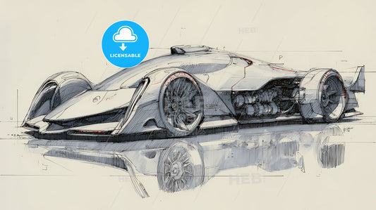 Futuristic Automotive Elegance: Grayscale Dream with Crimson Highlights