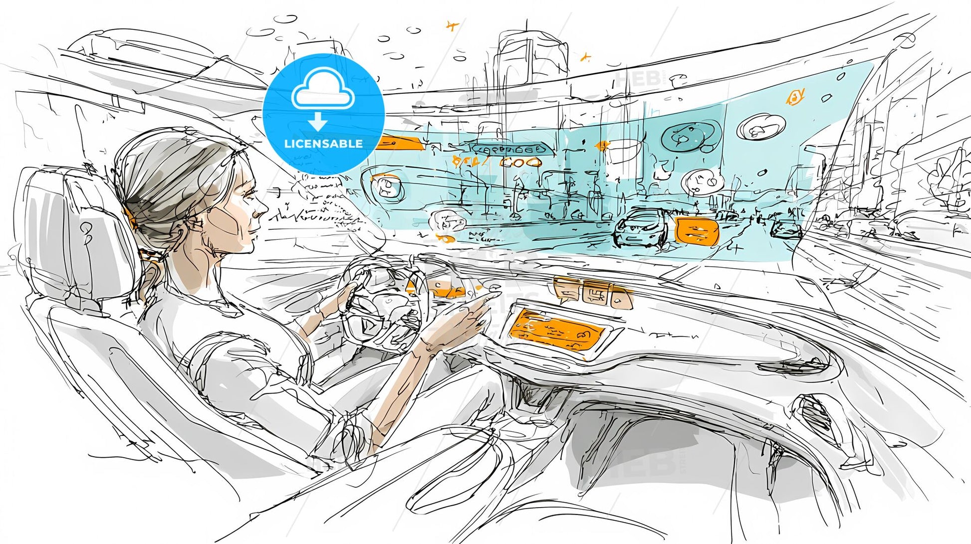 Futuristic Electric SUV Interior: Augmented Reality Dreamscape