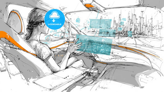 Futuristic Electric SUV Interior: AR Interaction in a Minimalist Cockpit