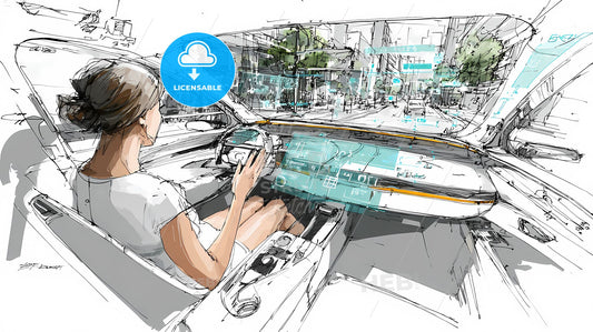 Futuristic Minimalist Electric SUV Interior: Augmented Reality Experience