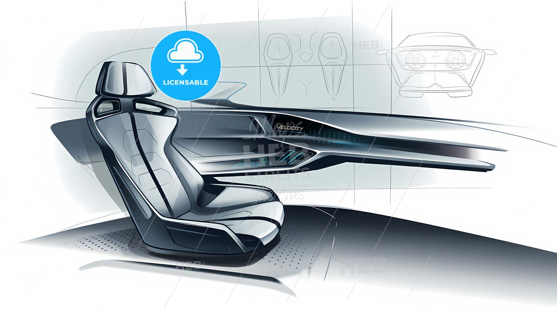 Futuristic Racing Interior: Sleek Dynamics and Ergonomic Elegance
