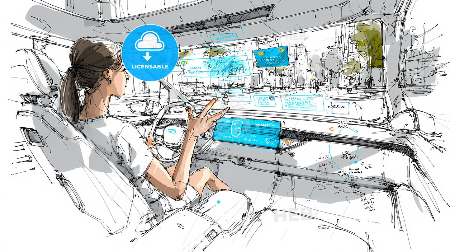 Futuristic SUV Experience: Minimalist Interior with Interactive AR Gesture