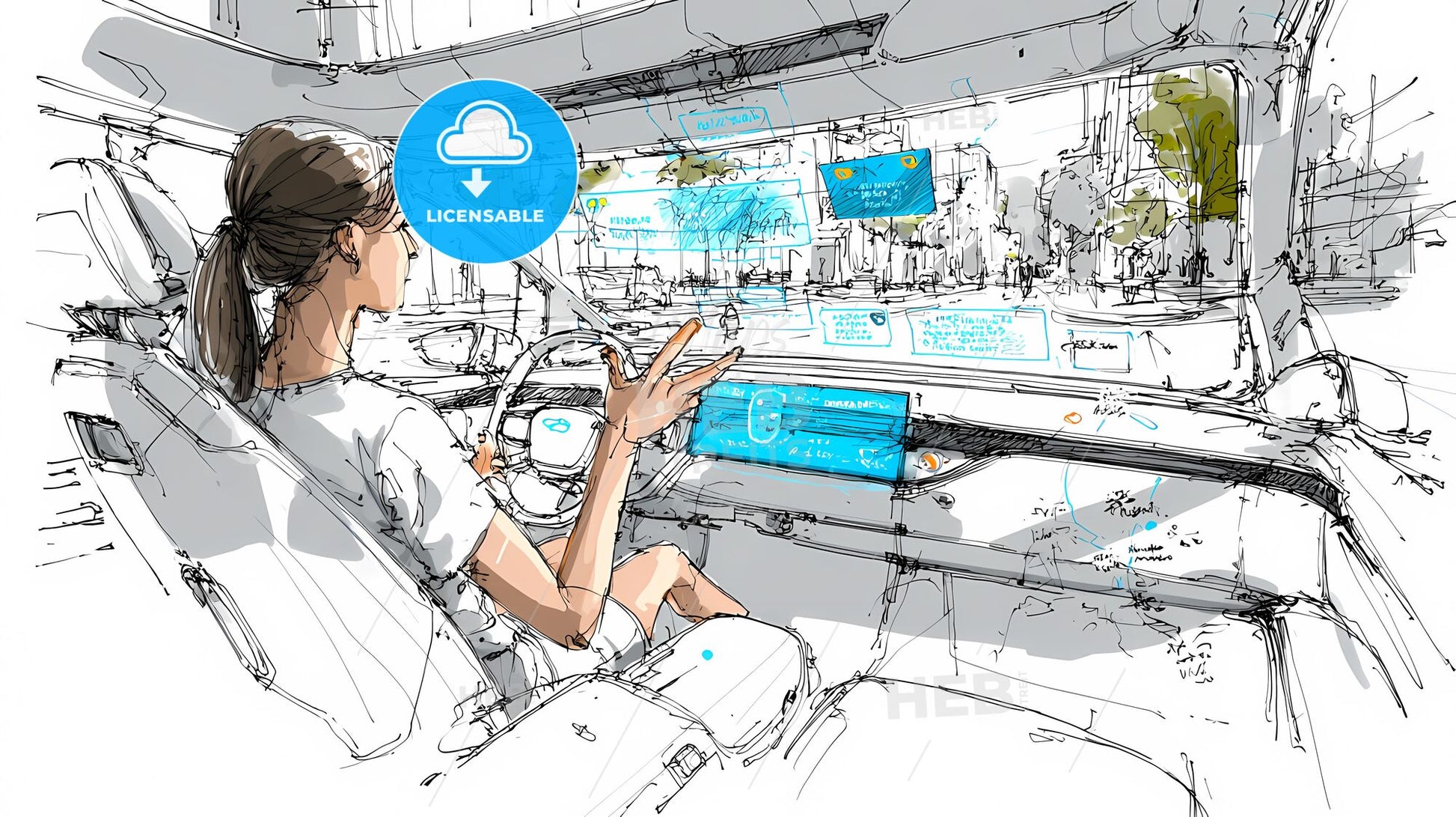 Futuristic SUV Experience: Minimalist Interior with Interactive AR Gesture