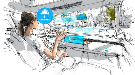 Futuristic SUV Experience: Minimalist Interior with Interactive AR Gesture