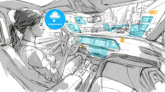 Futuristic SUV Interior: Minimalist Cockpit with Augmented Reality Vision
