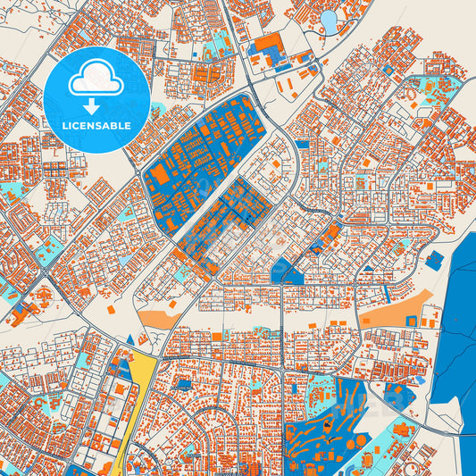 Colorful Gaborone Street Map with Labels and Buildings