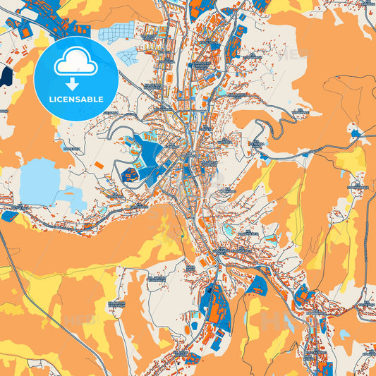 Colorful Gabrovo Street Map with Labels and Buildings
