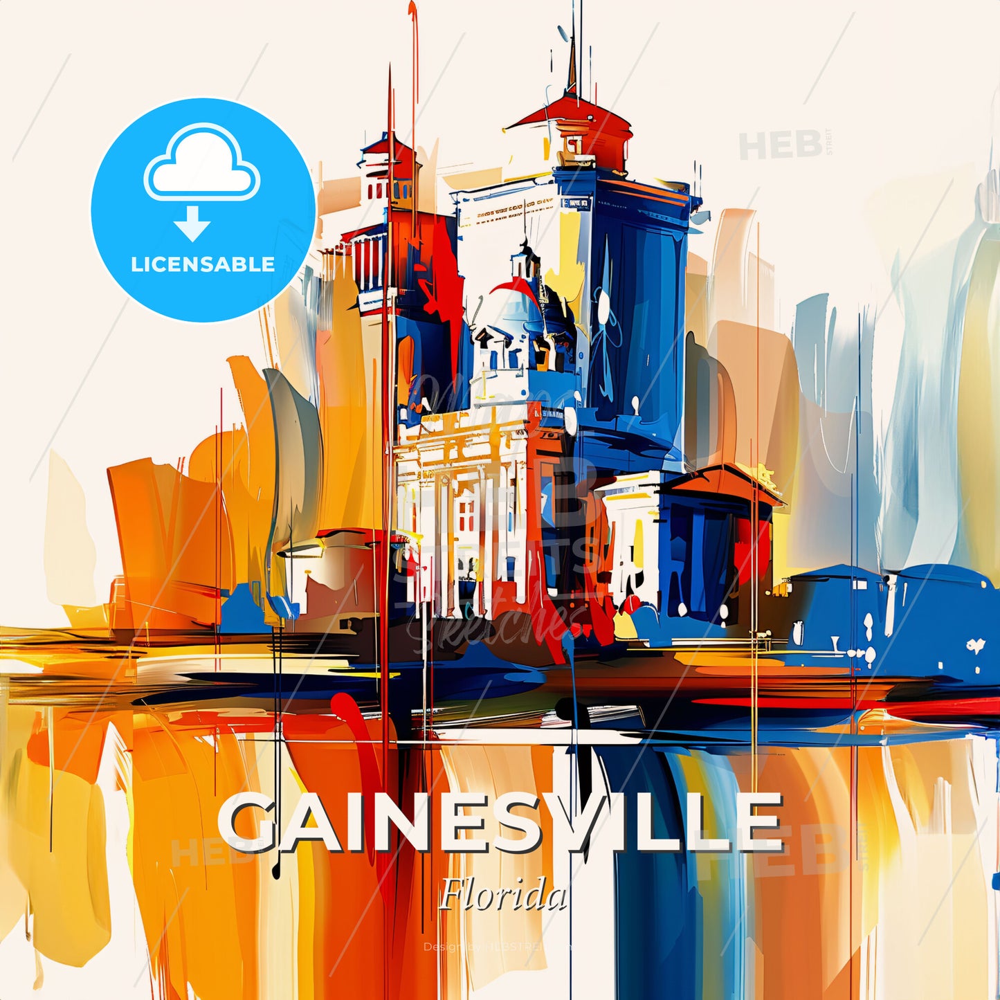 Vibrant Gainesville, Florida - A Painting Of A Building - Square format print template