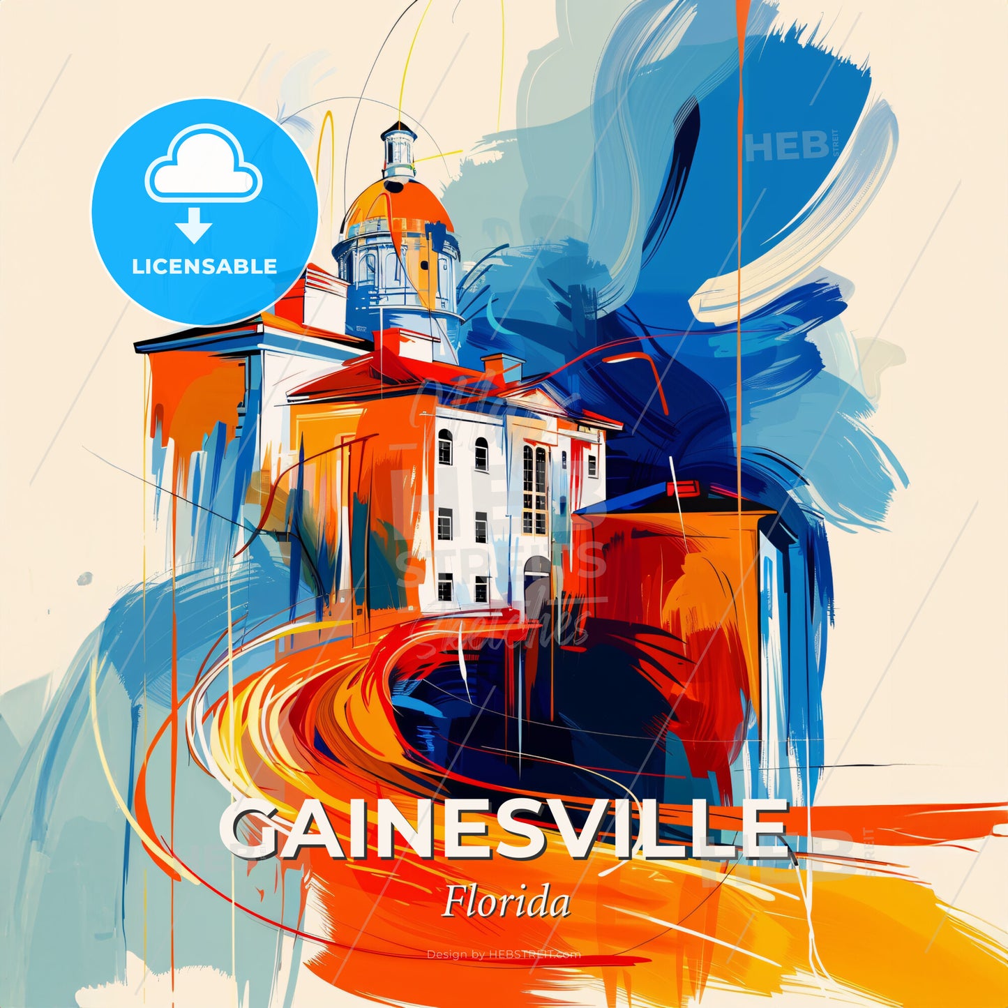 Vibrant Gainesville, Florida - A Painting Of A Building - Square format print template