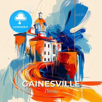 Vibrant Gainesville, Florida - A Painting Of A Building - Square format print template