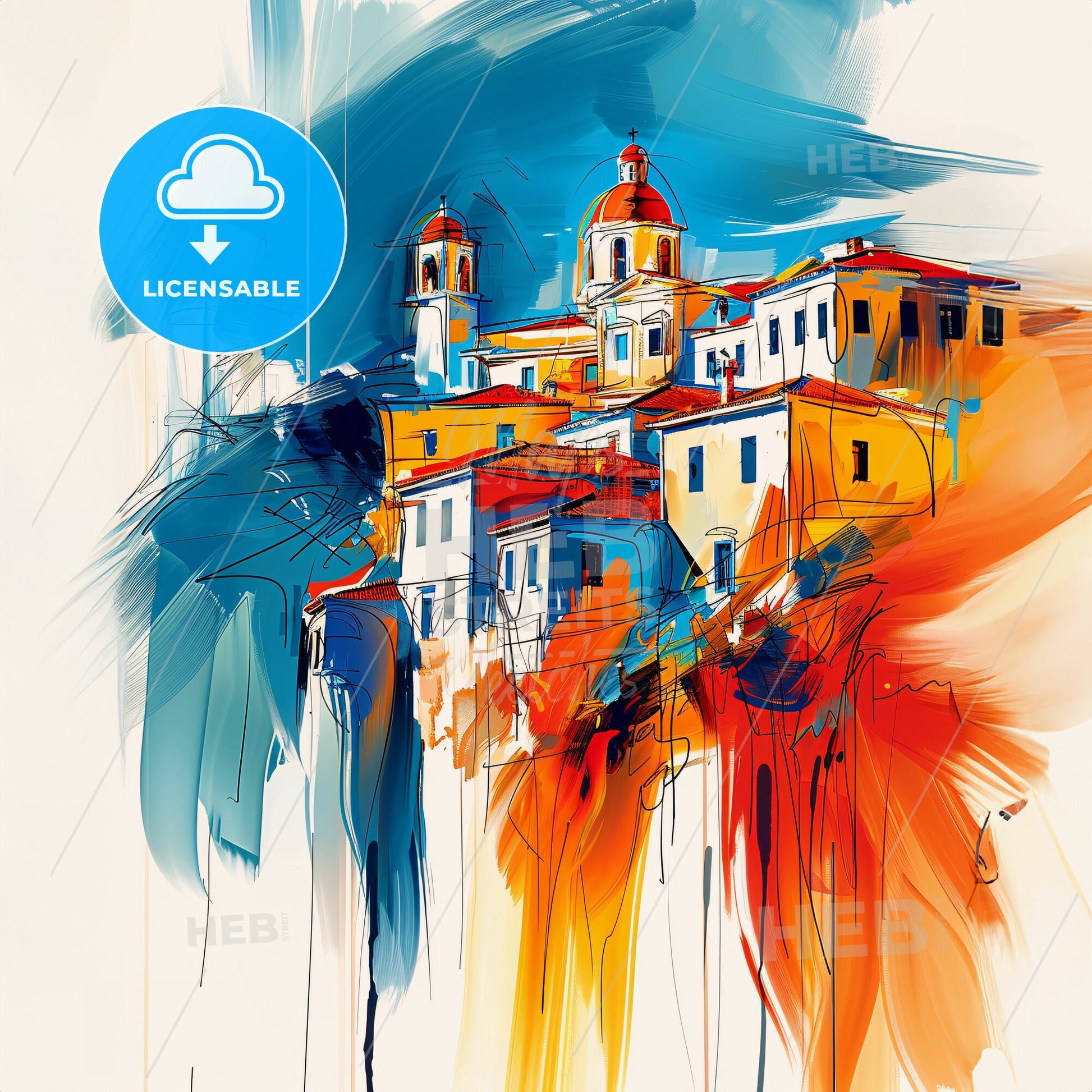 Vibrant Galatsi, Greece - A Painting Of A Building