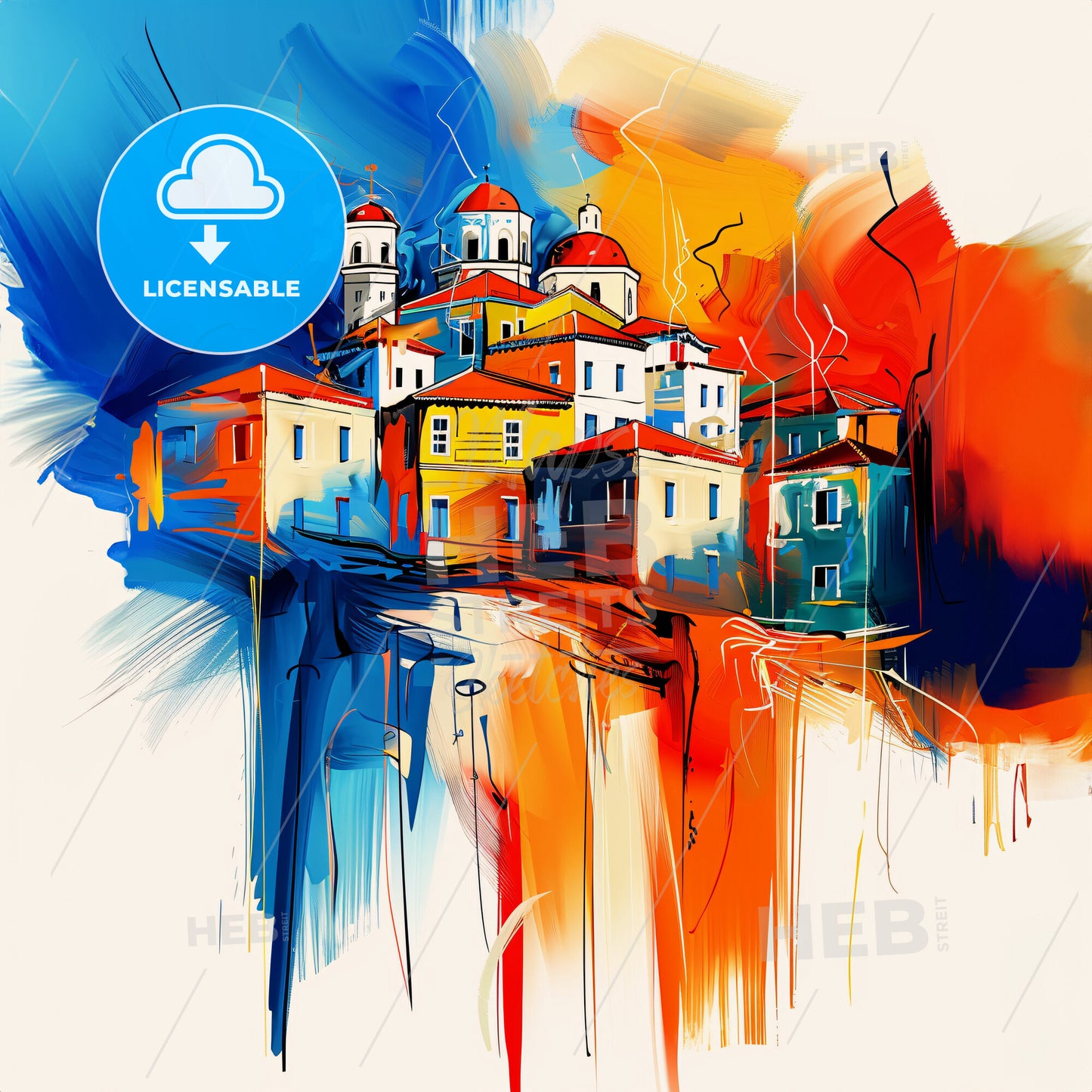 Vibrant Galatsi, Greece - A Painting Of A Building