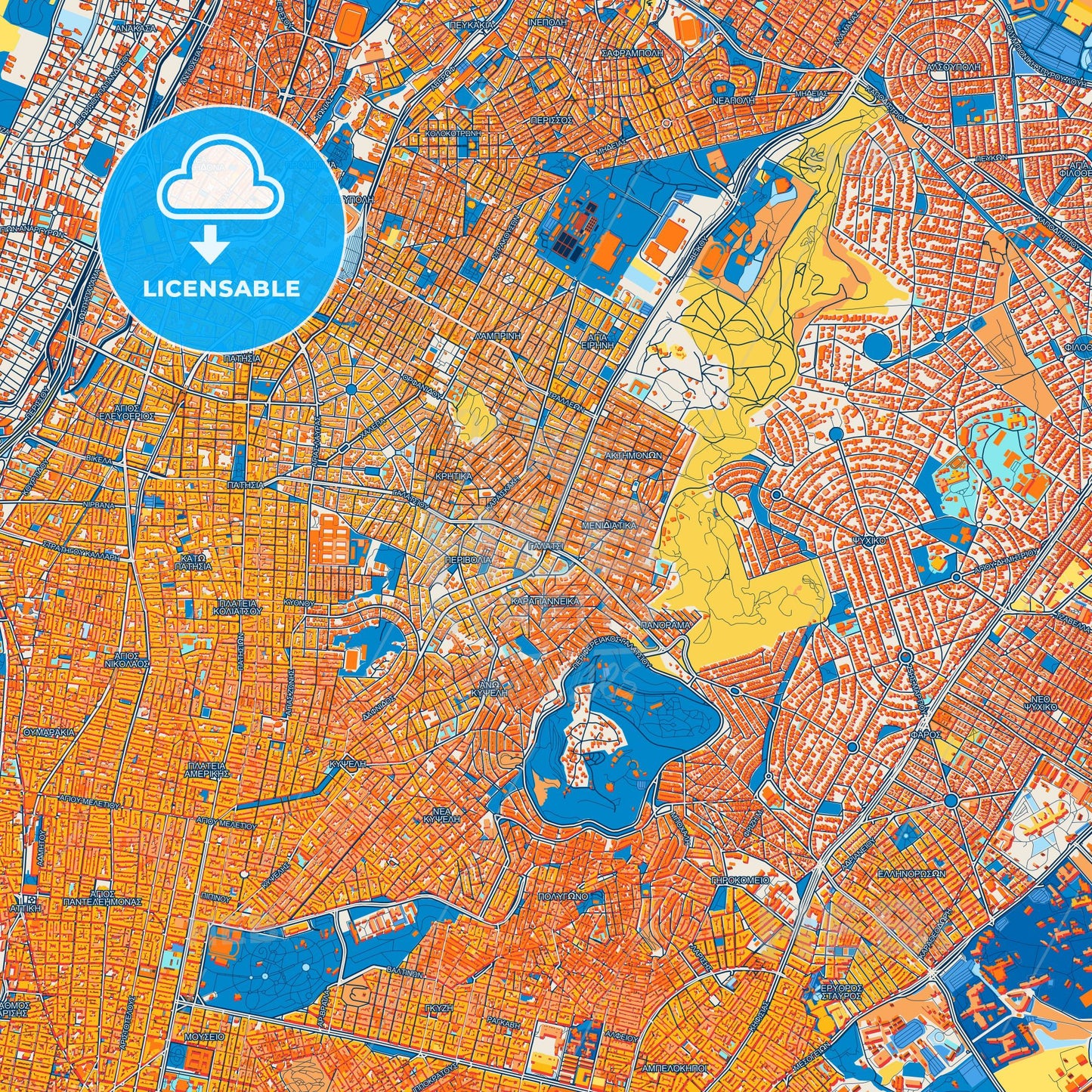 Colorful Galatsi Street Map with Labels and Buildings